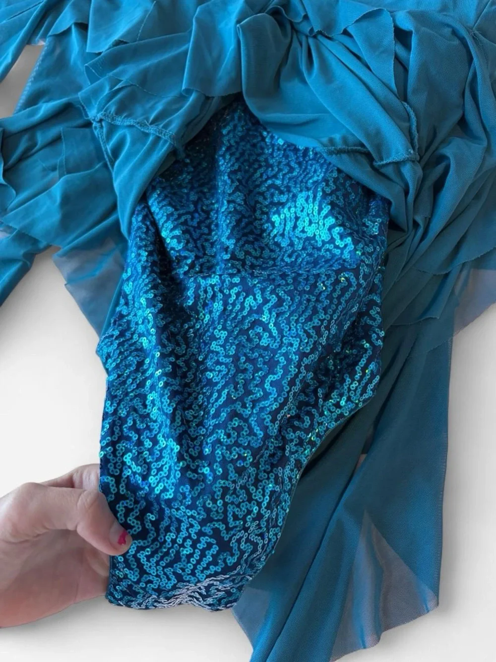Blue Sequins and Rhinestone Girls’ Leotard